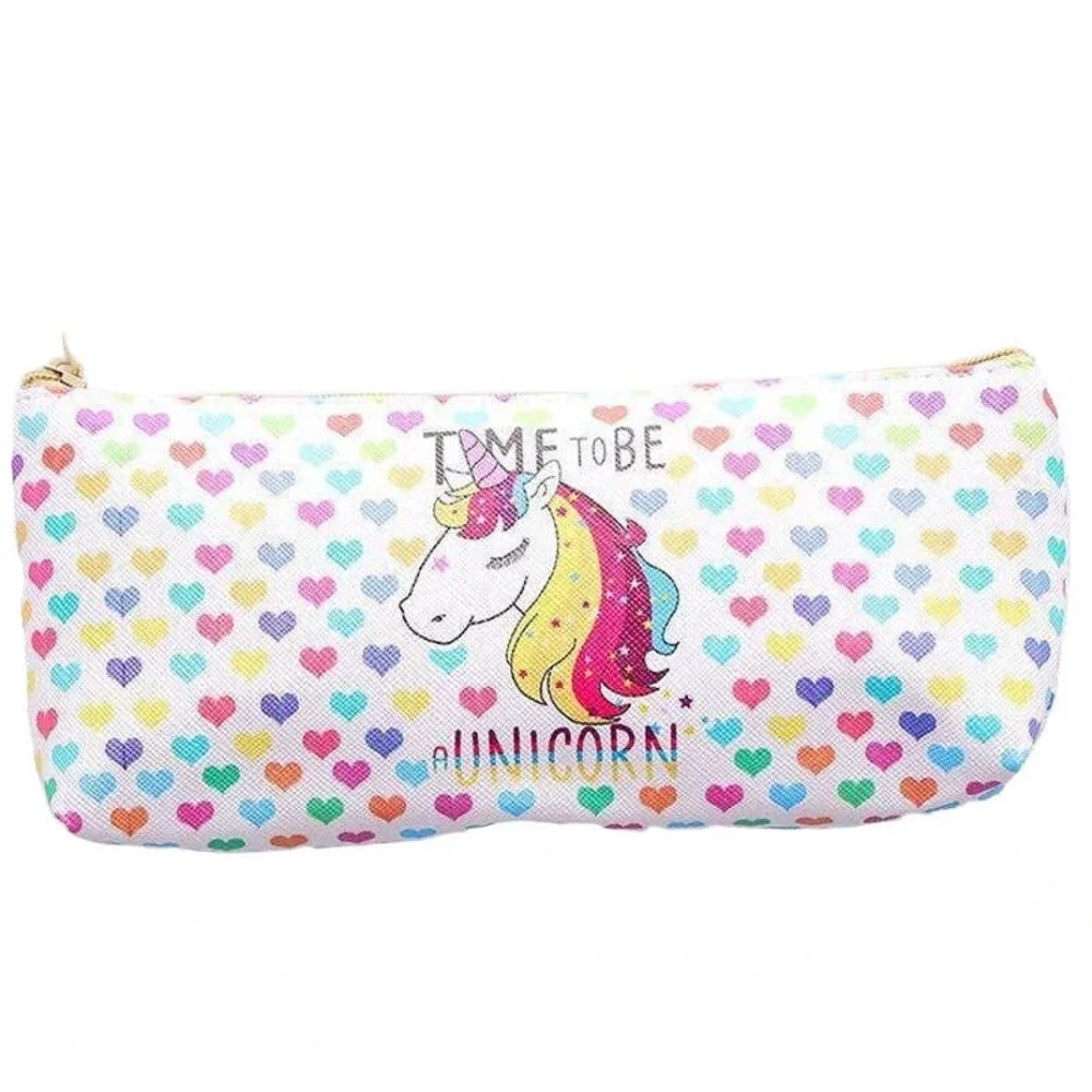 Rainbow Heart Unicorn Pencil Case/Makeup‎ Bag Floral Gel Pen Bundle~~NWOT